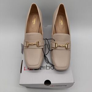 Liz Claiborne Memory Foam Block Heel Loafers New Size 9 Cream LC Morris